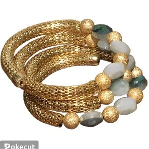 Sophia&Kate Coil Wrap Bracelet with Grey and blue stones